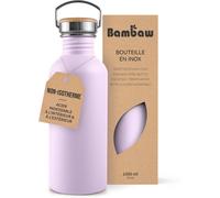 Tzf-Gourde Inox 1l, Bouteille D`Eau Violette, Bouteille Inox 1l Non-Isotherme, Gourde Sport 1 Litre, Gourde Sans Bpa, Gourde Réutilisable \U2013 Lilas Clair