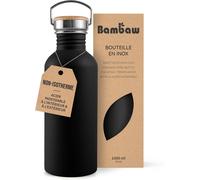 Tzf-Gourde Inox 1l, Gourde Sport Noire, Bouteille D'eau Non-Isotherme, Gourde 1l Inox, Gourde Reutilisable, Gourde Metal, Gourde Sans Bpa \U2013 Noir Onyx