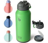 Tzf-Gourde Isotherme Avec Pilulier Bouteille Isotherme De 900 Ml Gourde Sport En Acier Inoxydable Pour L'extérieur, La Randonnée (Forêt D`Été)