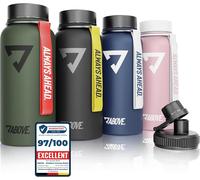 Tzf-Gourde Isotherme Inox 1l ¿ Sans Bpa, Étanche & Robuste ¿ 2 Bouchons Inclus ¿ Garde Le Froid 24h Et Le Chaud 12h ¿ Bouteille En Acier Inoxydable Pour Sport Et Outdoor Avec Coffret Cadeau (Rose)