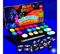 Tzf-Kit Peinture Visage Enfants \U2013 Couleurs Néon Uv Glow, Kit Complet, Pochoirs, Livre - Sûr Peaux Sensibles, Non Toxique, Pro - Fêtes Enfants, Effet Lumière Noire
