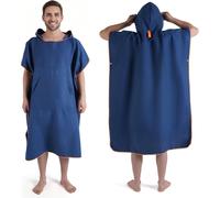 Tzf-Kuogas Poncho De Bain Pour Homme Et Femme, Serviette Poncho, Serviette De Surf, En Microfibre, Bleu Foncé, M (Large)