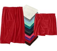 Tzf-Laken24 Peignoir De Sauna Descendant Jusqu'aux Genoux Avec Fermeture Velcro Aspect Classique Élégant 2 Tailles Pour Homme Et Femme Plusieurs Couleurs, Bordeaux, Damen L/Xl