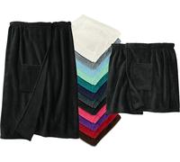 Tzf-Laken24 Peignoir De Sauna Descendant Jusqu'aux Genoux Avec Fermeture Velcro Aspect Classique Élégant 2 Tailles Pour Homme Et Femme Plusieurs Couleurs, Noir, Damen S/M