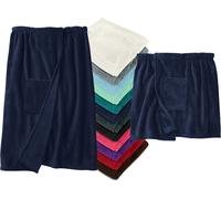 Tzf-Laken24 Peignoir De Sauna Descendant Jusqu'aux Genoux Avec Fermeture Velcro Aspect Classique Élégant 2 Tailles Pour Homme Et Femme Plusieurs Couleurs, Marine, Herren S/M
