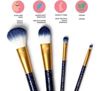 Tzf-Legami - Lot De 4 Pinceaux De Maquillage Oh My Glow ! Tema Stars, Comprenant Powder Brush, Foundation Brush, Eyeshadow Brush, Eyeliner Brush, 100% Vegan, Format Voyage