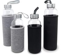 Tzf-Nerthus Fih 649 Bouteille En Verre Gris 400 Ml, Étui En Néoprène, Verre, Flacon Réutilisable, Sans Bpa