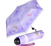 Tzf-Parapluie De Poche 4kids Reflective Pour Enfant Avec Bordure Réfléchissante, Licorne Violette, 90 Cm, Parapluie De Poche Avec Ouverture Manuelle