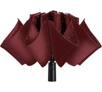 Tzf-Parapluie De Voyage Pliable À Fermeture Inversée Et Coupe-Vent - Compact Et Portable Pour Un Transport Facile Avec Ouverture Automatique - Pour Homme Et Femme - Bordeaux, Bordeaux, M