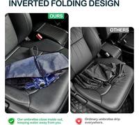 Tzf-Parapluie De Voyage Pliable À Fermeture Inversée Et Coupe-Vent \U2013 Compact Et Portable Pour Un Transport Facile Avec Ouverture Et Fermeture Automatique \U2013 Pour Homme Et Femme