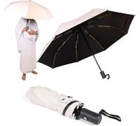 Tzf-Parapluie Hajj Anti Uv Blanc Double Couche Thermo-Protectrice Extérieur Blanc Réfléchissant, Intérieur Noir Anti-Chaleur Compact, Léger Et Résistant Parapluie Omra Parasol Hajj Upf 50 Ihram Homme