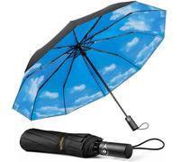 Tzf-Parapluie Pliable, Parapluie Automatique Compact Coupe-Vent Avec 10 Baleines, Ouverture Et Fermeture Automatiques À Un Seul Bouton, Parapluie De Voyage Portable Pour Hommes Et Femmes
