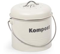 Tzf-Poubelle Bio De Cuisine 3,5 L, Poubelle Bio Anti-Odeurs Avec Filtres À Charbon Actif, Seau À Compost En Métal, Déchets Biologiques Rétro (Beige)