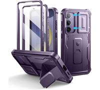 TZF-pour Coque Samsung Galaxy S24 Plus¿Double Cadre Avant et Support¿ avec CaméRa Coulissante Intégrée & Protecteur d'écran, Coque de Protection Robuste Résistante Aux Chocs - Fantôme Violet