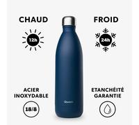 Tzf-Qwetch - Bouteille Isotherme Granite Bleu 1l - Gourde Nomade Inox - 24h Froid Et 12h Chaud - Etanche, Sans Bpa & Réutilisable - Gourde Isotherme Pour Sport, Voyage, Bureau, Randonnée
