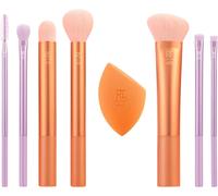 Tzf-Real Techniques Level Up Brush And Sponge Kit, Makeup Brushes For Eyeshadow, Foundation, Blush, & Bronzer, Makeup Blending Sponge, Professional Quality Makeup Tools, Synthetic Bristles, 8 Piece S