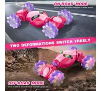 TZF-Remote Control Cars, 4WD RC Stunt Car with Gesture Sensing, 2,4 GHz RC Drift Car with LED Light and Music,360 Flips RC Car Kids Toys for 6+ Year Old Girls Kids Birthday Presents Pink