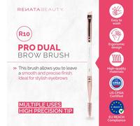 Tzf-Renata Beauty R10 Pinceau À Sourcil Dual Pro \U2013 Pinceau À Sourcils Professionnel Avec Côté Rouleau Et Côté Brosse \U2013 Pinceau Eyeliner De Haute Précision Avec Pointe Bi-Cell \U2013 Lavable