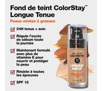 Tzf-Revlon Colorstay - Fond De Teint Longue Tenue 24h - Maquillage Teint Et Soin Peaux Mixtes À Grasses - Formule Nourrissante Et Protectrice À Base De Vitamine E - Spf 15-30 Ml - N250 Fresh Beige