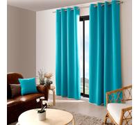 Tzf-Rideau Occultant Avec ?Illets Argentés, Bleu Turquoise, 140x240cm, 100% Polyester, Tissu Certifié Oeko-Tex, Collection Réglisse