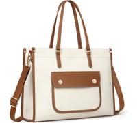 TZF-Sac Cabas Femme Sac Ordinateur Femme 15.6 Pouces Grande Capacité Sac à Main Toile Sac de Cours Bandoulière Sac a Main pour Travail Shopping Voyage