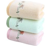 Tzf-Serviettes En Coton A Imprimé Floral,75 X 35 Cm,Lot De 3 Serviettes Douces Et Absorbantes,Brodées De Roses Décoratives Pour Salle De Bain Et Cuisine