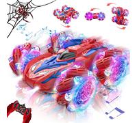 TZF-Spider Voiture Télécommandée Enfant avec Lumières et Musique, 360° Rotation Jouet de RC Cars, 2.4GHz Voiture Radiocommandee 4WD, Jouet Cadeau pour Garçon Fille 3 4 5 6 7 8 9 Ans Anniversaire et N