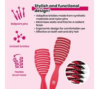 Tzf-Tb Tools For Beauty - Brosse Démêlante Anti-Frizz Pour Cheveux Frisés Design Léger Avec Massage Cuir Chevelu Brosse En Nylon Pour Démêlage Rapide Accessoire Beauté Ergonomique