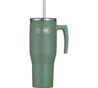 Tzf-Thermos Refreshing Series - Gobelet Isotherme - 1,1 L - Vert Mat - Avec Paille Et Poignée - Pour Les Déplacements, Le Travail Ou La Maison - Double Paroi En Acier Inoxydable Neutre Au Goût