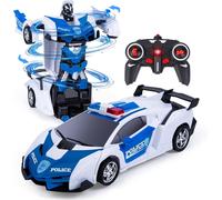 TZF-Transformers Voiture télécommandée 2-en-1 pou enfants âgés de 5 à 12 ans, unisexe, blanc