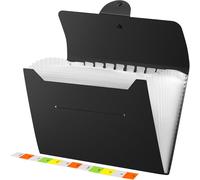 Tzf-Trieur 12 Compartiments A4, Trieur Document Rangement Papier Administratif, Extensible Classeur A4 Range Document Bureau, Dossiers De Fichiers Accordéon Organiseur (Noir)