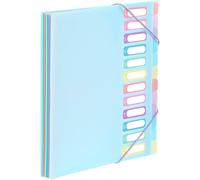 Tzf-- Trieur Document A4 Avec 12 Compartiments - Organisateur De Bureau Extensible - Porte Document A4 Avec Index - Fermeture Par Élastique - Rainbow Pastel Bleu