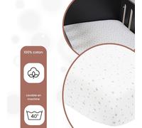 Tzf-Trois Kilos Sept - Drap Housse Bébé - 60x120 Cm - 100% Coton - Label Oeko-Tex - Jersey Extensible - Etoiles