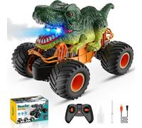 TZF-Voiture Télécommandée Enfant, Monster Truck Dinosaure Musique et Lumières LED, Extérieur Jouet Enfant 3-9 Ans, Cadeau Garçon 3-12 Ans, Jeux 3-10 Ans, Cadeau de Noël Pâques Enfants