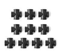 TZH Lot de 10 raccords de tuyau d'angle en fonte malléable à 4 voies de 2,5 cm pour projets de bricolage, meubles, étagères de style industriel vintage (10, noir, 2,5 cm)