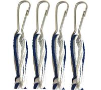 Tzitzits Lot de 4 pantalons blancs avec pompons en fil bleu roi avec crochets de suspension (avec fil Messie bleu plus long)