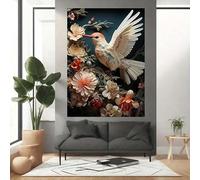 TZKBDMA Affiche murale « Un bel oiseau parmi les fleurs » pour la décoration du salon (21 x 30 cm/sans cadre)