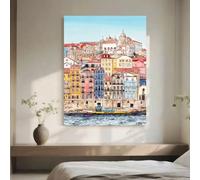 TZKBDMA Ensemble de 1 affiche colorée représentant des paysages urbains portugais - Affiches aquarelles de Lisbonne et Porto pour le salon (50x75cm/sans cadre)