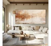 TZKBDMA Peinture abstraite brune sur toile : Art mural texturé Wabi Sabi, décoration moderne pour maison, salon, chambre (20x40cm/sans cadre)