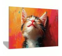 TZKBDMA Tableau abstrait graffiti animaux sur toile, affiche moderne et amusante représentant des animaux mignons pour la salle de bain (30 x 54 cm, sans cadre)