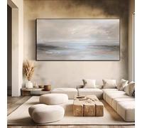 TZKBDMA Tableau abstrait - Impression sur toile minimaliste de style scandinave wabi-sabi représentant un paysage océanique pour un salon moderne (60 x 120 cm/Sans cadre)