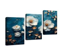 TZKRWRH 3 Pièces Moderne Impression sur Toile, Décoration murale boho bleu Tableau Murale Tableaux Decoratifs Muraux Chambre Deco Salon Art Wall-50x70cmx3 Encadrée (Bleu, Blanc 62)