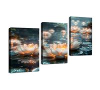 TZKRWRH 3 Pièces Moderne Impression sur Toile, Floral Classique Tableau Murale Tableaux Decoratifs Muraux Chambre Deco Salon Art Wall-20x30cmx3 Encadrée (Blanc cassé 112)