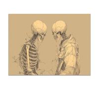 TZKRWRH Halloween Poster Affiche Murale Impressions Sur Toile Deux squelettes Fall Murale Abstrait Horreur Affiches Art Pour La Maison Chambre(Marron 69)-30x45cm Sans cadre