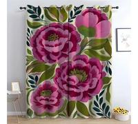 TZKRWRH Home Élégant Rideaux Abstrait coloré imprimé Art Populaire de pivoines Roses Rideau à Fleurs imprimées, Rideau Tendance pour Chambre à Coucher Rideaux salon-H270 x L130 cm (2 Panneaux)