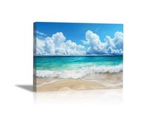 TZKRWRH Impression sur Toile Motif Plages Paysages de plage tropicale Tableau sur Toile Impression pour Salle de Séjour Moderne non Tissée - Salon Murale(Blue 72)-20x30cm Encadrée