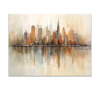 TZKRWRH Impression sur Toile Paysage urbain bohème Poster Mural Tableaux Déco Boho Décoration Murale pour Chambre Peintures à pour Maison Bain Salon(Brown 37)-50x75cm Sans cadre