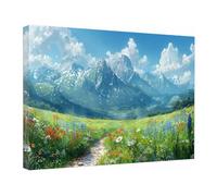 TZKRWRH Impression sur Toile Paysages montagneux Poster Mural Tableaux Déco Boho Décoration Murale pour Chambre Peintures à pour Maison Bain Salon(Blue 79)-40x60cm Encadrée