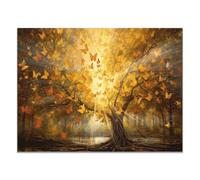 TZKRWRH Impression sur Toile Schéma de l’Arbre de la Vie Poster Mural Tableaux Déco Boho Décoration Murale pour Chambre Peintures à pour Maison Bain Salon(Jaune 58)-20x30cm Sans cadre