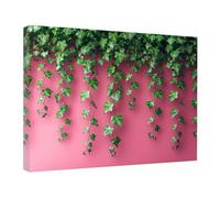 TZKRWRH Impressions sur Toile Feuilles vertes Moderne Tableau Poster Mural Peinture à Tableaux Murales Peinture pour Salon Chambre Intérieur(Pink 80)-70x100cm Encadrée